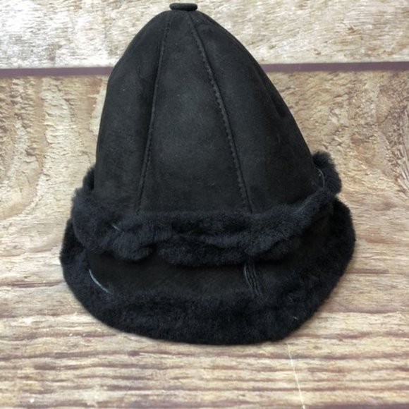 Zavelio XL Genuine Sheepskin Leather Bucket Beanie - Picture 1 of 8